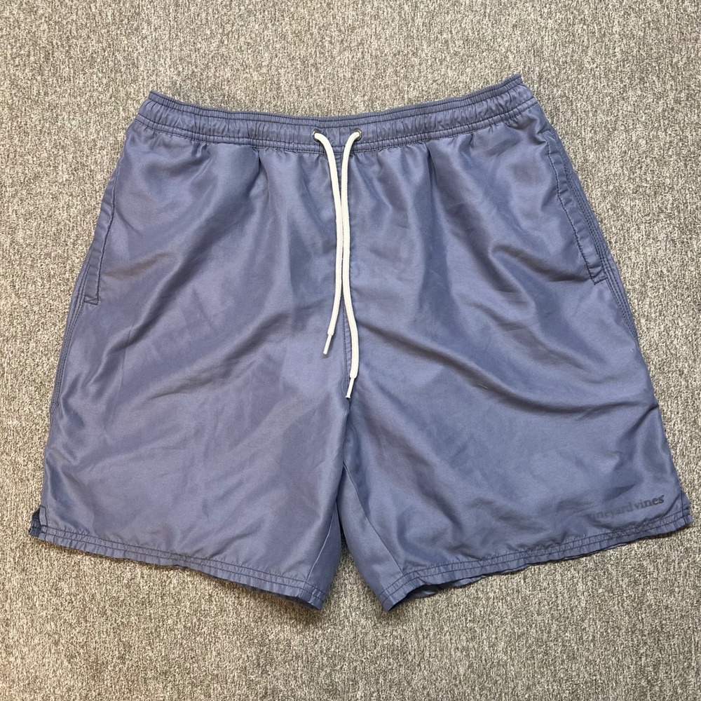 Vineyard Vines Mens‎ Solid Blue Gray Swim Trunks Board Shorts Size M Mesh Lined